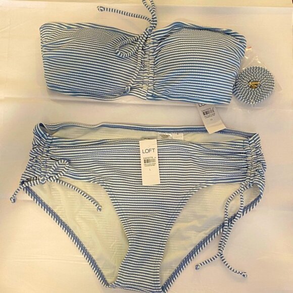 LOFT Blue and White Striped Bikini Bottoms (BOTTOMS ONLY) - Picture 6 of 6